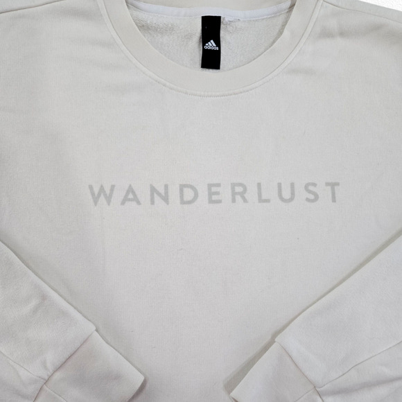 Adidas Wanderlust Cream Crewneck Sweatshirt Minimalist Pullover Unisex Size M/L - Picture 4 of 9